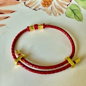 & Other Stories Red and Gold Braided Bracelet